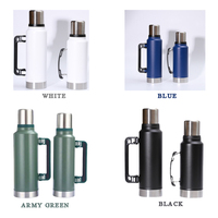 Bouteille isotherme classique en acier inoxydable de 1L et 1,4L pour café et eau, flasque thermos classique sous vide pour le camping