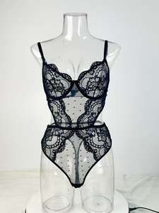 Sexy Eendelig Ondergoed Kant Perspectief Verleiding Taille Holle Sexy Jumpsuit Zwarte Lingerie Voor Vrouwen - Product Image 5