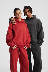 เสื้อฮู้ดผู้ชายแบบสวมหัว ผ้าฝ้าย 100% หนัก 430 กรัม รุ่นใหม่ประจำฤดูใบไม้ร่วงและฤดูหนาว สีพื้น ทรงโอเวอร์ไซส์ อุ่นสบาย ขายส่ง/รับผลิตตามสั่ง - Product Image 3