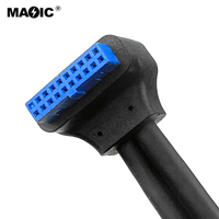 Motherboard 50CM 20Pin Ke 2 Port USB 3.0 Kabel Komputer Braket Panel Depan Wanita dengan Sekrup