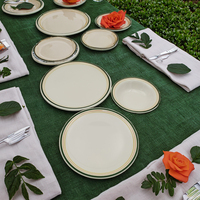 Ensemble de vaisselle en mélamine ronde durable, assiettes réutilisables et écologiques de haute qualité, bols sans BPA avec motif personnalisable