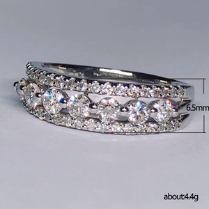 Anello Scintillante a Fila Singola Cava per Donne, Gioiello da Dito Unico e alla Moda - Product Image 5