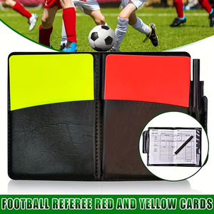 Ensemble de cartes d'arbitre de football professionnel : cartes de pénalisation rouges et jaunes standard avec <span class=keywords><strong>porte</strong></span>-cartes <span class=keywords><strong>en</strong></span> <span class=keywords><strong>cuir</strong></span>, feuilles de scores et crayon - Product Image 6