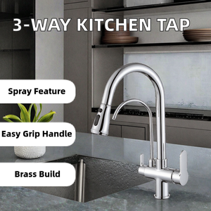 Moderno rubinetto da cucina <span class=keywords><strong>a</strong></span> ponte 304 in ottone <span class=keywords><strong>a</strong></span> <span class=keywords><strong>tre</strong></span> <span class=keywords><strong>vie</strong></span> valvola in ceramica Pull singolo manico miscelatore per acqua purificata <span class=keywords><strong>a</strong></span> caldo/freddo - Product Image 2