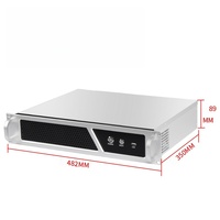 2U sasis Server komputer perak kontrol industri 350mm Panel aluminium pendek catu daya besar Matx mini-itx stok