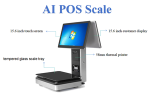 Doble pantalla táctil de 15,6 pulgadas, báscula AI POS, caja registradora inteligente POS, báscula de pesaje con impresora térmica de 58mm <span class=keywords><strong>para</strong></span> verduras al por menor - Product Image 2