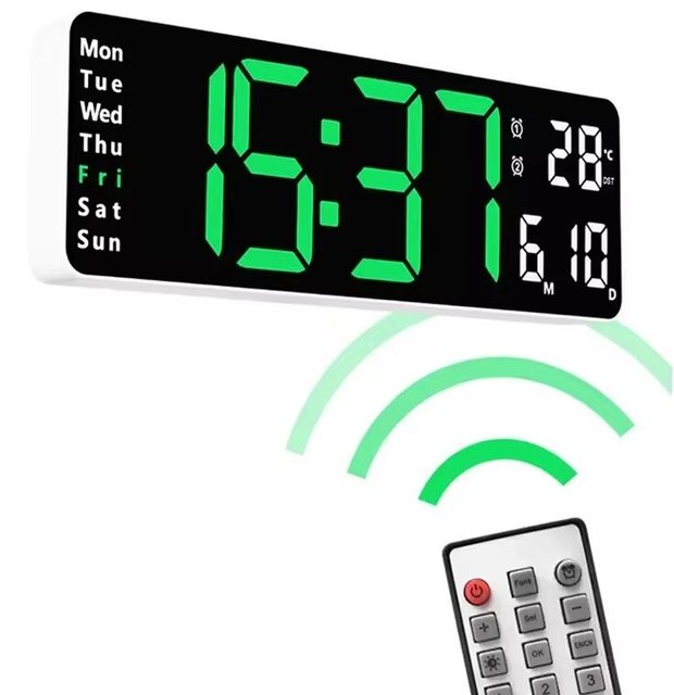 Wholesale Top 13 Inches Big Size Digital Wall Clock Remote Control Wall LED Clock With Temperature Calendar