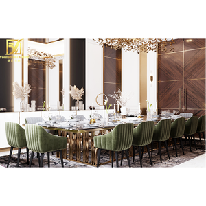 Bàn Ăn Hiện Đại Bằng Đá Cẩm Thạch Thật Bằng Thép Không Gỉ Hình Chữ Nhật Siêu Lớn 12 Ghế - Product Image 6