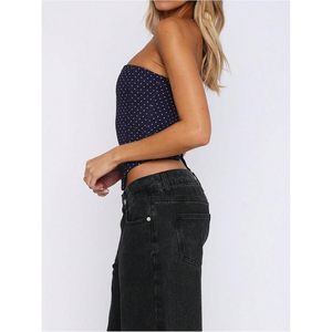 FOXA Women's Polka Dot Tube <b>Top</b> Strapless <b>Bandeau</b> Summer <b>Top</b> Breathable Spandex Polyester Cut-out Design - Product Image 4