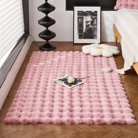Tapis moderne 3D à bulles en fausse fourrure de lapin, doux et moelleux en polyester – Convient aux animaux domestiques, antidérapant, lavable pour la prière, les pique-niques et le salon
