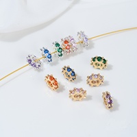 Nouveau modèle de perle intercalaire flocon de neige en laiton plaqué or 14K avec zircon coloré pour bracelet et collier, composant de bijoux en gros