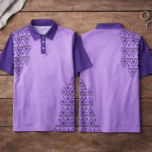 เสื้อโปโลผู้ชายแบบซับลิเมชั่นลายเรขาคณิตไล่เฉดสี โพลีเอสเตอร์ผสมสแปนเด็กซ์ สำหรับทีม OEM - Product Image 4