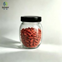 Stoples Kaca Oval Transparan Kapasitas Sedang-Kecil 280ml untuk Kemasan Set Hadiah Jelly, Marmalade, Selai Kacang, dan Dessert