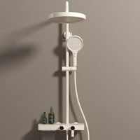 Système de douche thermostatique en laiton chromé de qualité supérieure, design moderne, monocommande, fixation murale, pour appartement, doux et confortable