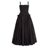 H-7184 Haut halter rétro dos nu avec jupe plissée à taille ajustée et longueur longue pour un effet amincissant