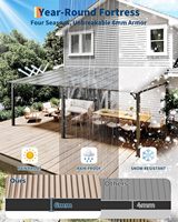 Gazebo de jardin 12x16 pieds avec paroi en moustiquaire, pergola à toit rigide incliné de 6 mm, auvents robustes