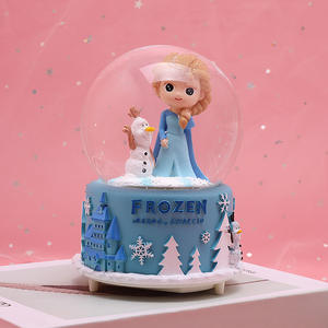 Cajas de Música de Cristal con Forma de <span class=keywords><strong>Princesa</strong></span> Azul, Globo de Nieve con Luz, Regalo para Novia, Día de San Valentín, Niños - Product Image 1