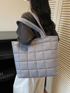 Sac fourre-tout d'hiver en coton pour femme 2026 avec fermeture éclair, grande capacité, broderie, sac à ordinateur portable matelassé - Product Image 3