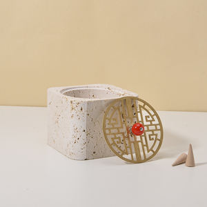 Vente en gros de luxe travertin mubkhar <span class=keywords><strong>bakhoor</strong></span> encensoir bukhoor brûleur d'encens musulman arabe marbre oud brûleur - Product Image 2