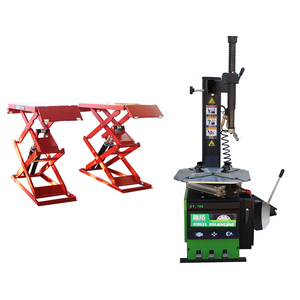 Mesa elevadora de tijera hidráulica roja de 2 postes para coches CT-605, máquina equilibradora de ruedas - Product Image 1