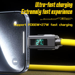สายชาร์จดิจิตอลซิลิโคน4 in 1สำหรับ iPhone PD 66W โลหะผสมสังกะสีชนิด C พร้อมดีไซน์ LED - Product Image 5