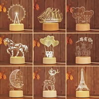 Nouvelle Lampe de Nuit LED Personnalisée avec Photo, Effet 3D Illusion Animale, Base de Table en Acrylique, Décoration de Chambre d'Enfant pour Noël, Idée Cadeau