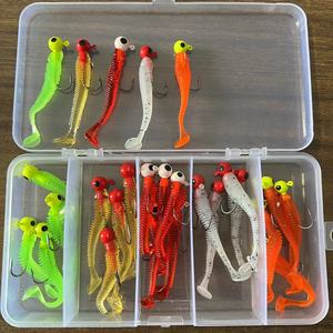 Aotuo Meilleures ventes Ensemble de leurres souples T-Tail avec jig head pour la pêche au bar, au poisson-chat et au mandarin - Product Image 4