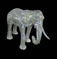 Statue d'éléphant en résine sur mesure Namchi grandeur nature, artisanat réaliste peint à la main, mosaïque miroir disco brillante, animal décoratif pour l'art