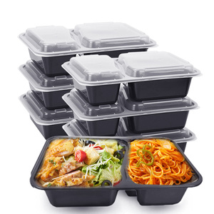Scatola per il pranzo usa e getta per preparare i pasti a microonde 2 contenitori per alimenti con coperchio da <span class=keywords><strong>asporto</strong></span> - Product Image 1