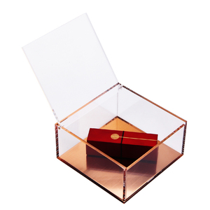Rosa <span class=keywords><strong>de</strong></span> oro efecto metálico pequeño tamaño cuadrado caja <span class=keywords><strong>de</strong></span> acrílico con tapa almacenar pendientes <span class=keywords><strong>de</strong></span> joyería - Product Image 5