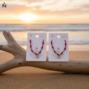 Tobillera de los Siete Peces, Cordón Rojo Hecho a Mano, Joyería del Zodiaco de Acero Inoxidable para Mujer - Product Image 3