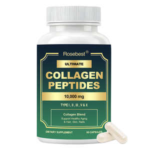 Complément alimentaire personnalisé végétalien en capsules de collagène hydrolysé multi-peptides 10000 mg avec vitamine C et biotine pour les cheveux, la peau et les ongles - Product Image 1