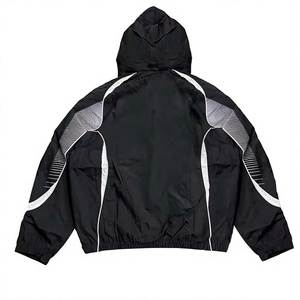 Chaqueta Impermeable Personalizada, Cortavientos de Nailon con Cremallera Completa y Capucha, Diseño Color Block Reflectante, Conjunto Deportivo de 2 Piezas para Hombre - Product Image 2