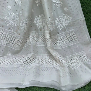 Belle douce pure soie organza Saree Chikan brodé à la main doré Mukesh personnalisé Dyeble couleur Blouse collection traditionnelle - Product Image 1