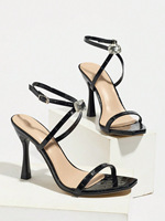 Nouvelles sandales sexy d'été à talons hauts et bout carré, avec lacets à la cheville, pour femmes, idéales pour les soirées et les robes de cérémonie.