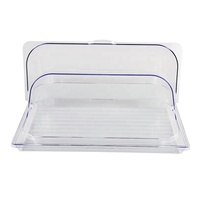 Plateau de service rectangulaire 60x40cm, plateaux en plastique transparent, grand plateau rectangulaire profond en plastique transparent
