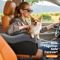 Siège de voiture pour chien portable, console centrale, luxe, cuir PU, doublure en peluche, siège de voyage pour animaux de compagnie