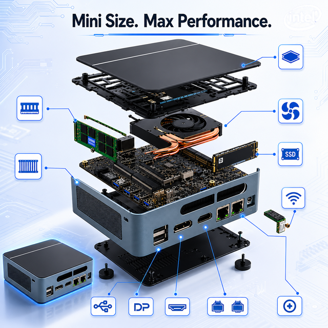 Eglobal F3-1335U 10 Cores 12 Threads In-tel Core I5 Support 64GB D5 M.2 NVME SSD New Desktop Gaming Mini PC