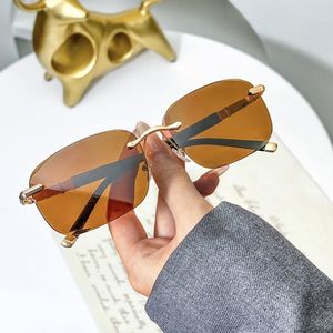 Gafas de Sol de Metal con Borde Cortado Sin Montura de Cristal, Nuevas 2024, para Pesca y Conducción, Gafas de Lujo para Hombre - Product Image 3