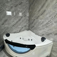 Baignoire de massage d'angle avec système de jets d'air, bain à bulles, hydrothérapie pour petite salle de bain à domicile