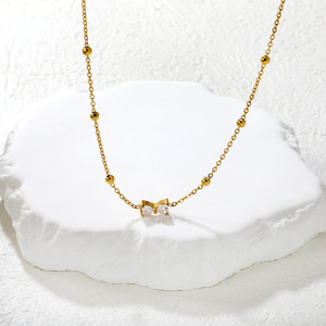 Collar con Colgante de Lazo de Diamantes, Cadena de Oro, Cristal Tallado en Forma de Corazón, Joyería para Mujer de Uso Diario - Product Image 2