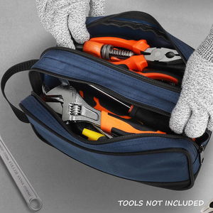 Factory Customized Waterproof Zipper <b>Tool</b> <b>Pouch</b> Dual Compartments 12inch <b>Tool</b> Bag Adjustable Strap Screwdriver Storage <b>Tool</b> Box - Product Image 6