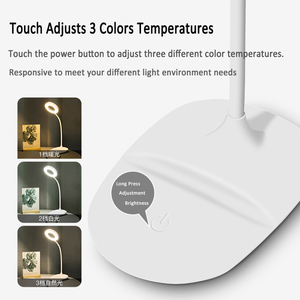 Lampe de bureau tactile OEM à 3 gradateurs GL-36DC pour enfants Lampe de table rechargeable par USB Veilleuse Support de téléphone pour étude de lecture en intérieur - Product Image 3