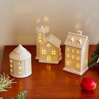 Weiße Weihnachtsdorfhäuser Kleines Beleuchtetes Weihnachtsdorf-Set DIY Winter-Feiertagsdekoration Tischdekoration Fabrik