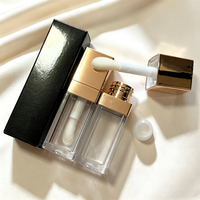Quadratische Tube mit individuellem Logo, großer Applikator, Lipgloss-Tube, Kosmetikverpackung für flüssigen Lippenstift, 10 ml, goldene Lipgloss-Tube
