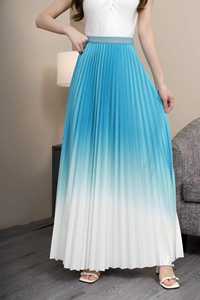 Commerce transfrontalier, jupe longue élégante à plis tombants, taille haute, amincissante, dégradé vintage pour femmes, anti-rides - Product Image 5