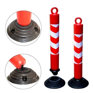 PE Tumbler cao su an toàn cơ sở mùa xuân cảnh báo đường delineator bài phản xạ linh hoạt vòng màu đỏ và trắng - Product Image 3