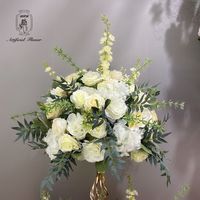Boule de fleurs artificielles d'usine à bas prix en gros boule de fleurs blanches en soie cadeau de fête des mères décoration florale pour la maison