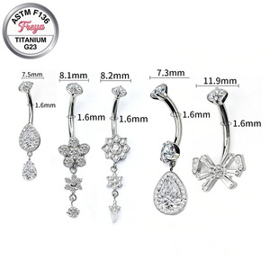 Moda Takıları G23 Titanyum Göbek Piercingleri Kübik Zirkon Taşlı Sallanan Göbek Halkaları Helix Küpe - Product Image 2
