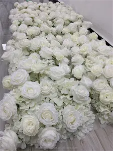 2024 Лидер продаж 2 м цветочная композиция Свадебная белая роза настольная дорожка Цветочная дорожка для свадебного декора